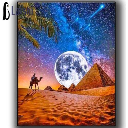 Moonlight egypt pyramid diamond painting full square round drill Diamond Embroidery Mosaic puzzle Rhinestones home decor art