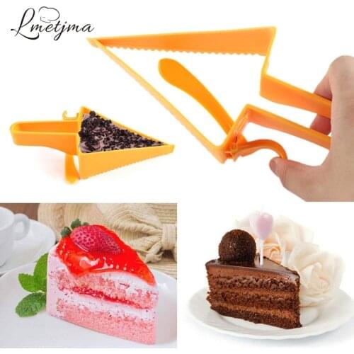 LMETJMA Adjustable Triangular Cake Cutter Plastic Cake Slice Knife Separator Cutter Mold Cake Server Shovel Baking Tools KC0106