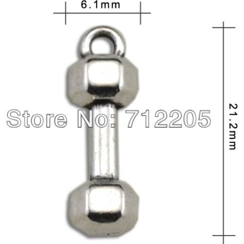 Fashion Antique silver plated 50pcs 1 lot Vintage Dumbbell Sports Charms(H106850)