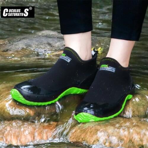 Men Rain Shoes Diving cloth Rain shoes Rubber Boots Waterproof New Comflage Male Rainboots Slip On Comfortable Rubber Shoes