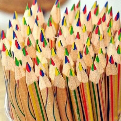 10Pcs Rainbow Color Pencil 4 in 1 Colored Drawing Painting Pencils Set Art Tools Students Stationery For Children