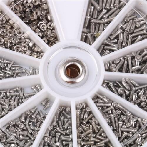 1000Pcs Repair Tools 12slots Stainless Steel Screws Nut Set for Glasses Sunglass Watch Spectacles Phone Tablet Assortment Kit