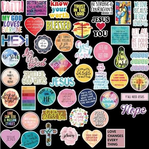 Hot sale 50Pcs Christians Religion Sayings Graffiti Stickers DIY Skateboard Luggage Decor