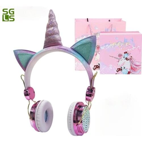 Unicorn Headphones Bluetooth 5.0 Cute Girl Casco Wireless Headphones Headset with Microphone Wireless Auriculares Christmas Gift