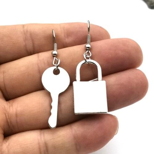New Asymmetric Cold Wind Key Lock Earrings Women Wholesale