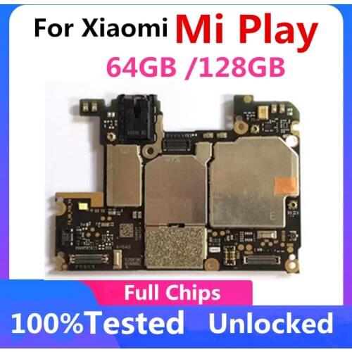 Original Unlocked Motherboard For Xiaomi Play Mi Play Motherboard Circuit Board CHINA Version 64GB/128GB ROM 4GB/6GB RAM Good