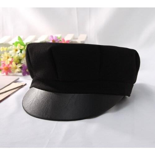 Autumn Winter WOMENS New Woolen Cap Navy Style Wide Hood Flat Top Cricket-cap Artistic Octagon Beret Hat