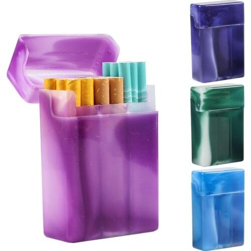 3 Compartments Plastic Cigarette Case Box Portable Muiticolor Top Flip Lighter Storage Box Holder Smoking Tools Random Color