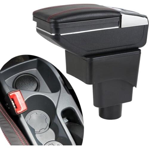 For Ford Ecosport 2013-2017 Armrest Box Interior PU Leather Central Store Content Box Cup Holder Ashtray Car-styling Accessories