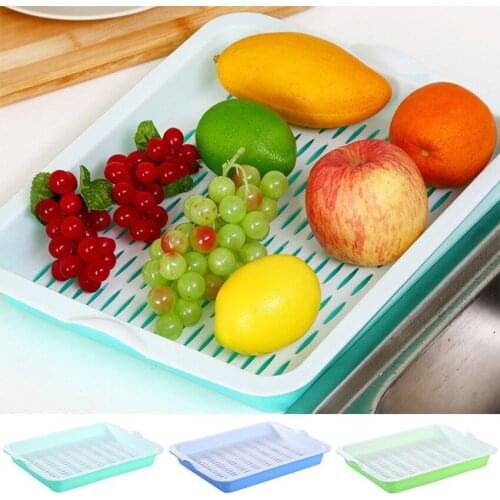 Rectangular Multi-function Fruit Storage Tray Plastic Double-layer Drain Tray Tea Storage Tray Cup Kitchen Storage Tray