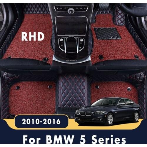 RHD Carpets For BMW F10 5 Series 2016 2015 2014 213 2012 2011 2010 Car Floor Mats Double Layer Wire Loop Rugs Custom Waterproof