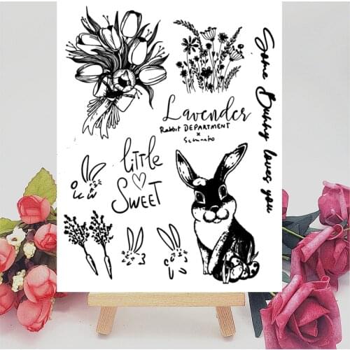 14x18CM rabbit bouquet Transparent Seal Clear Stamps Silicone Seal Roller Stamps DIY Scrapbook Album / Card Production Easter