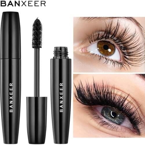 BANXEER 4d Silk Fiber Mascara Thick Eyelashes Natural Waterproof Mascara Makeup Silicone Brush Eye Cosmetics Tools Long Lasting