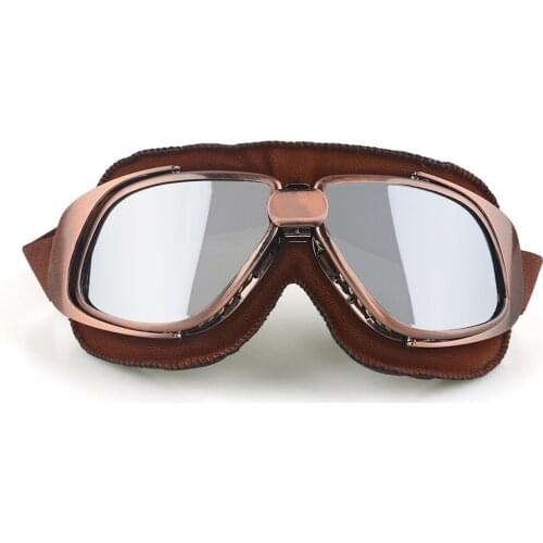 Vintage Motorcycle Goggle Dirt Bikes Racing Goggle Glasses Eyewear Pilot Retro Googles Brown Frame Helmet Sunglasses