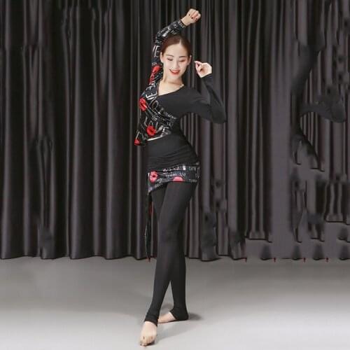New style womens belly dance costume sexy leopard print top + trousers 2pcs belly dance practice clothes suit