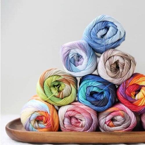 100g Lace Yarn Segment dyed Mercerized Cotton Wool yarn DIY knitting yarn For Soft Baby Sweater,Cape ,Bag，Hat，Socks，Doll , Yarn