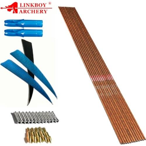 12Pcs Pure Carbon Arrow Shafts Wood Skin Spine300 32inch 5inch Turkey Feather 75gr Tips Compound Traditional Bow Shooting