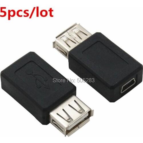5pcs/lot New USB 2.0 Female to Mini USB Female Converter Connector Female to Female Adapter Classic Simple Design Black HY014