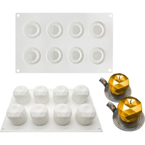 Diamond Apple Cake Mold Silicone Candle Mousse Mold Chocolate Cupcake Mousse Baking Cake Tools Dessert Pastry Tray 8 Cavity