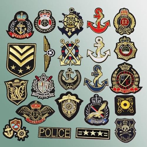 Anchor Crown Army Badge Iron on Patches for Clothing Military Stickers on Clothes Appliques Embroidery Star Stripes for Backpack