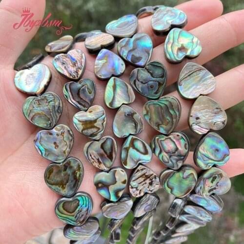14mm 16mm Heart Flower Multicolor Abalone Shell Natural Stone Spacer Bead for DIY Women Men Necklace Bracelet Jewelry Making 15"