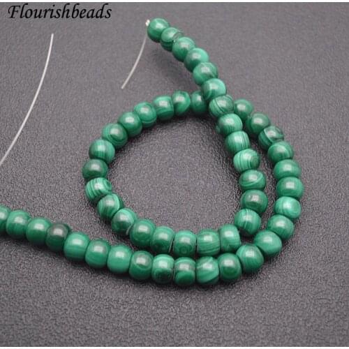 6x8mm 8x10mm Super High Quality Round Drum Shape Natural Malachite Loose Beads Thick Green Stone Jewelry Materials 1Strand