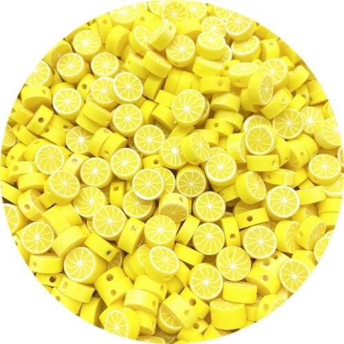 30pcs/lot 10mm Lemon Beads Polymer Clay Beads Mixed Color Polymer Clay Spacer Beads For Jewelry Making DIY Bracelet necklace