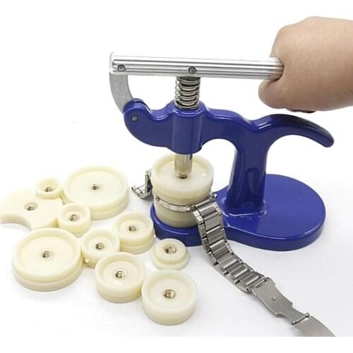 Watch Back Closer Watch Case Press with12 Dies Watch Crystal Front Back Case Cover Screw Presser Watchmaker-tools Repair Set