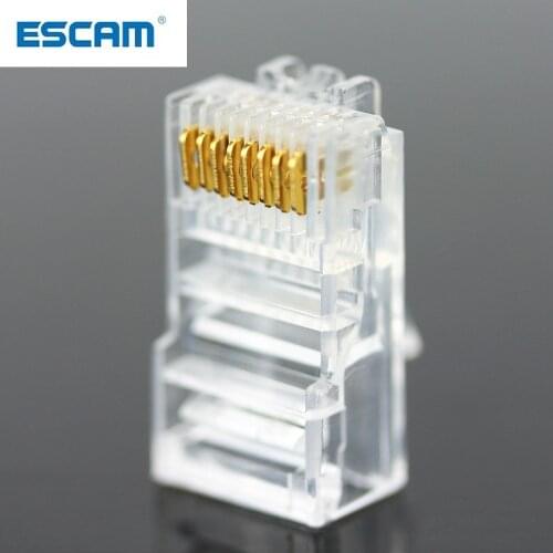 ESCAM 20/50/100PCS RJ45 Ethernet Cables Module Plug Network Connector RJ-45 Crystal Heads Cat5 Cat5e Gold Plated Network Cable