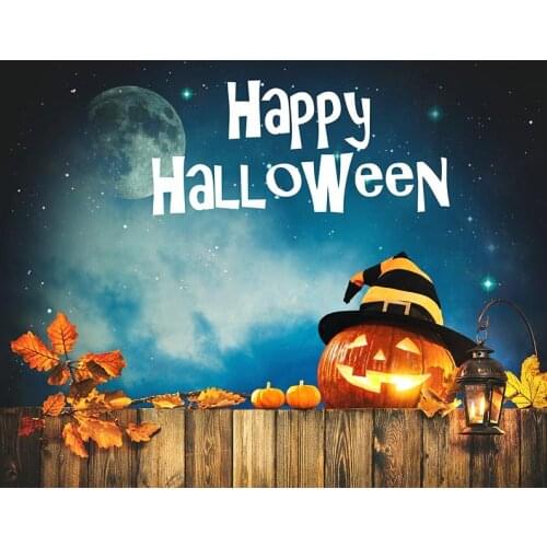 Happy Halloween Photography Backdrops Starry Sky Funny Pumpkin Lantern Vinyl Cloth Backgrounds for Studio Children Photo Shoot