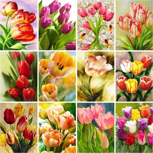HUACAN 5d Diamond Painting Flower DIY Mosaic Picture Home Decor Full Square Diamond Embroidery Tulip Handmade Gift