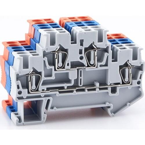 Din Rail Terminal Block STTB-2.5 Electrical Wiring Connectors Double Layer Spring Connection Connector Wire Conductors 10pcs