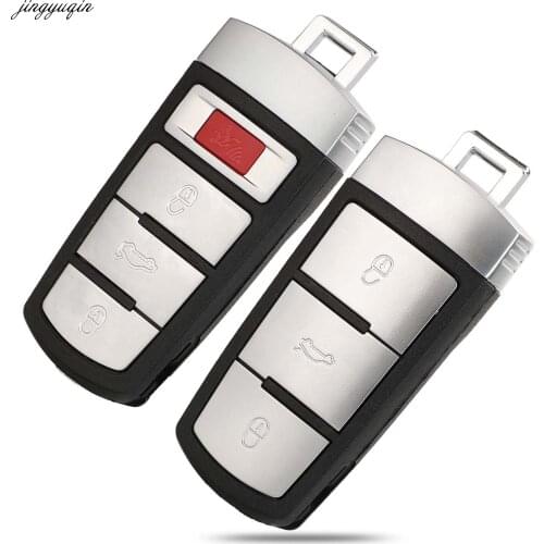 Jingyuqin 5pcs Remote Car Key Case Shell For VW Volkswagen Passat B6 3C B7 Magotan CC 3/4 Buttons Smart Keyless Fob
