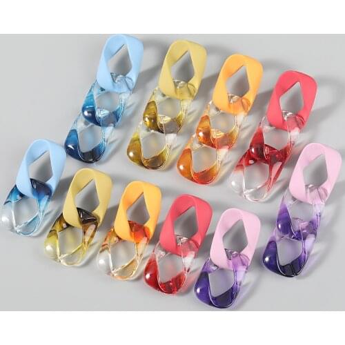 Pauli Manfi Fashion Metal Candy Color Chain Resin Asymmetric Earrings Girl Popular Cute Dangle Earrings Party Accessories