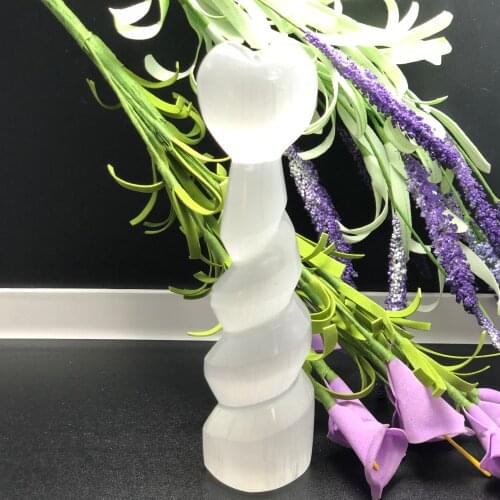 Natural Gypsum quartz Rough Selenite Reiki Stone Points Healing Raw White Wand