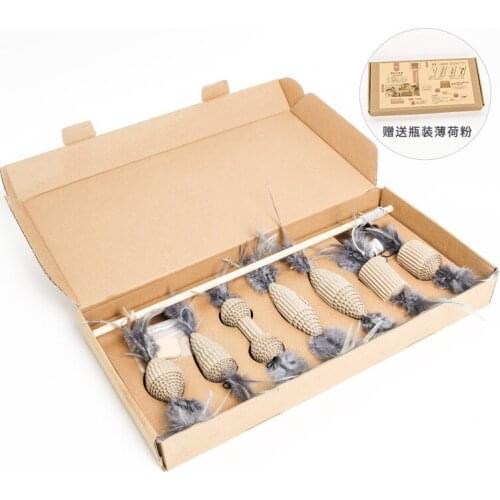 New Corrugated Paper Cat Cat Stick Gift Set Seven-piece Feather Cat Cat Stick Pet Supplies Cat Toy