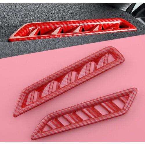 New 2pcs/set Carbon Fiber Red ABS Dashboard Air Outlet Cover Trim Fit For VW Jetta MK7 2019 2020