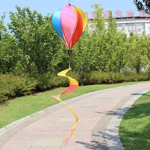 Newly Hot Air Balloon Outdoor Decoration Rainbow Wind Turns Sequins Rotating Colorful Windmill String Garden Windmill