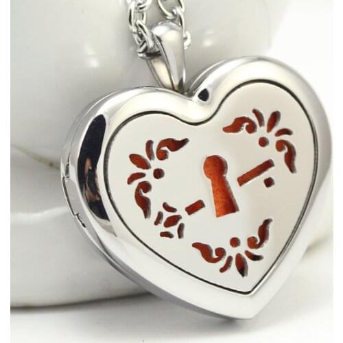 Heart Shape Stainless Steel (not include chain) Aromatherapy Aroma Essential Oil Diffuser Pendant Locket Necklace Pendant