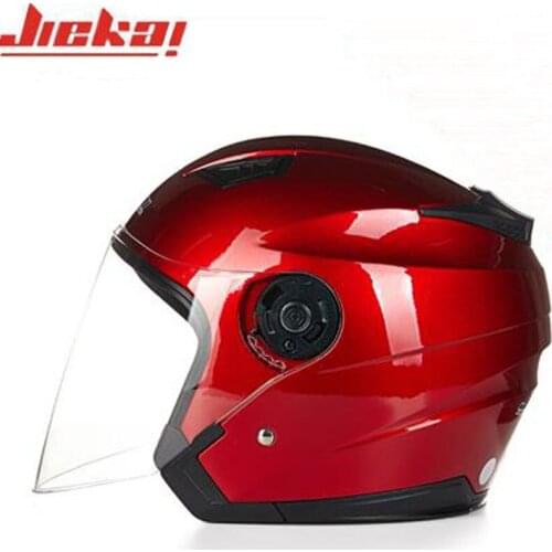 JIEKAI Half face motorcycle helmet Women and men Double lens electric bicycle four seasons motorbike helmet safety headpiece