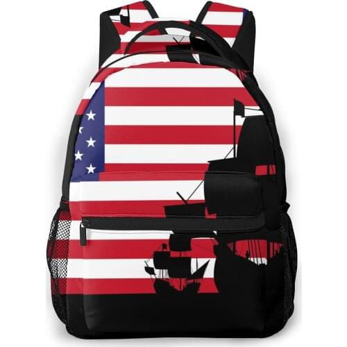 OLN Backpack Women Shoulder Bag For Teenage Girls Columbus Ships With American Flag Bagpack Female Ladies School Backpack