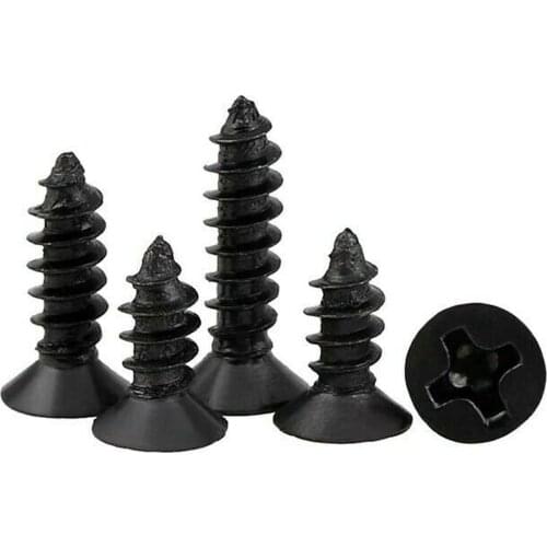 500PCS M1 M1.2 M1.4 M1.7 M2 black cross countersunk head self-tapping screw / Pointed tail small screw