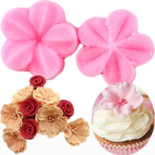 Cherry Blossoms Silicone Molds Flower Cupcake Topper Fondant Mold Wedding Cake Decorating Tools Candy Clay Chocolate Moulds