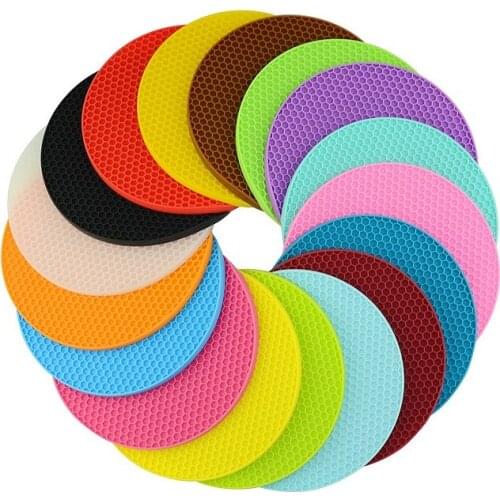 Circular Honeycomb Silicone Insulation Mat Kitchen Non Slip Waterproof Tray Anti Hot Casserole Pad 1PCS Colorful Holder