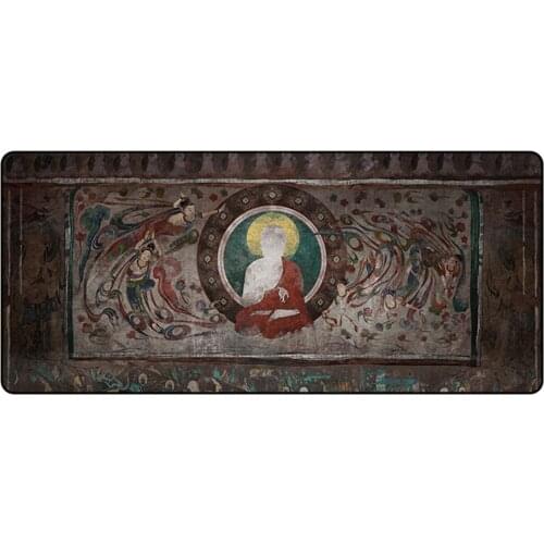 Distressed Buddha Design Large Size Mouse Pad Office House Table Mat Natural Rubber Anti Slip Mousepad With Seaming