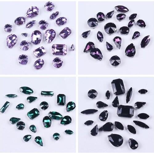 Rhinestones Applique Glue on Iron on Crystals Rhinestone Different Shapes Strass20 PCS Mixed Style Thermomix Rhinestones Crafts