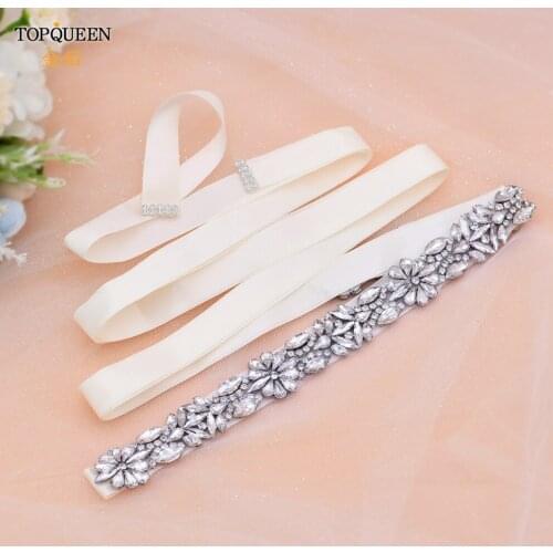 TOPQUEEN S459 Wedding Dress Sash Important Occasion Dress Belt Wedding Belts Dress Belts Shiny Diamond Belts Wedding Accessories