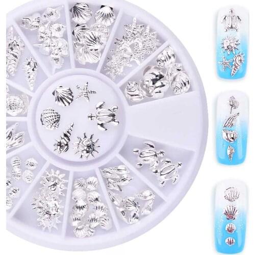 New Ocean Sea Style Nail Art Decorations Shiny 3D Shell Conch Tortoise Metal Alloy Set DIY Beauty Manicure Books Accessory Tools
