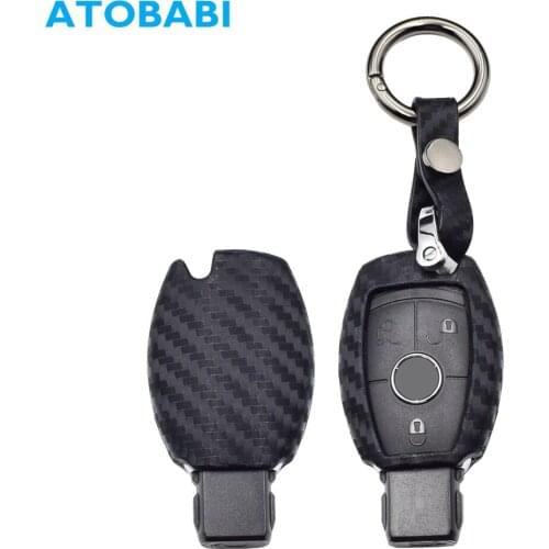 Silicone Car Key Case Carbon Fiber Style Smart Remote Control Fob Protector Cover For Mercedes Benz C E S M CLS CLK GLK GL Class