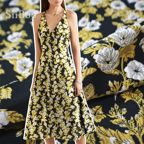 Siiboo dense luxurious metallic jacquard brocade fabric for women dress suits Tejido jacquard sp6345